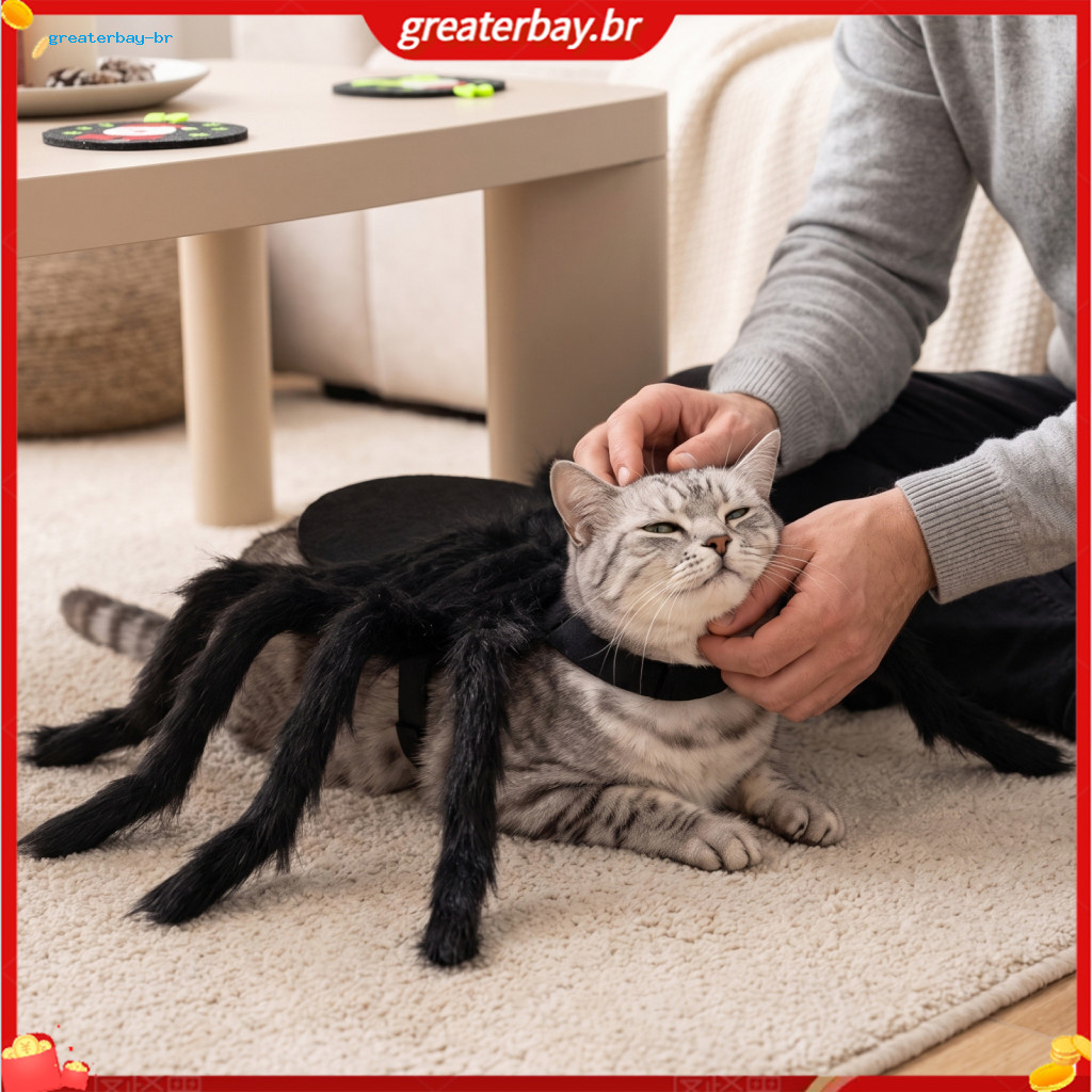 Halloween Spider Pet Costume for Small Dogs Cats Adjustable Straps Cute Spooky Outfit for Holiday Parties Photo Shoots a