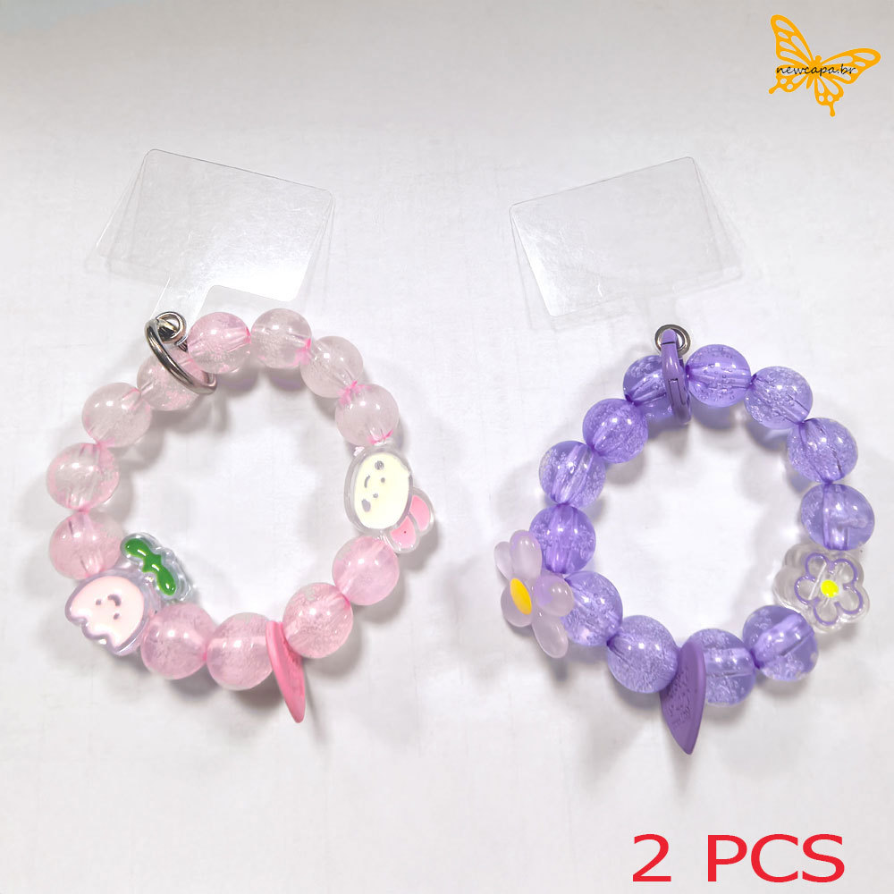 KIT 2  Cordão De Delicado Cristal Com Colorido Redondo Fofo Small Flower Bead Bracelet SL005