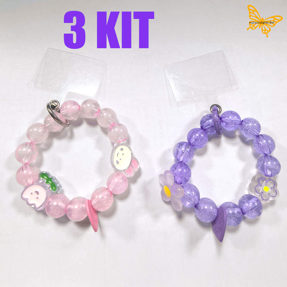 KIT 3  Cordão De Delicado Cristal Com Colorido Redondo Fofo Small Flower Bead Bracelet SL005