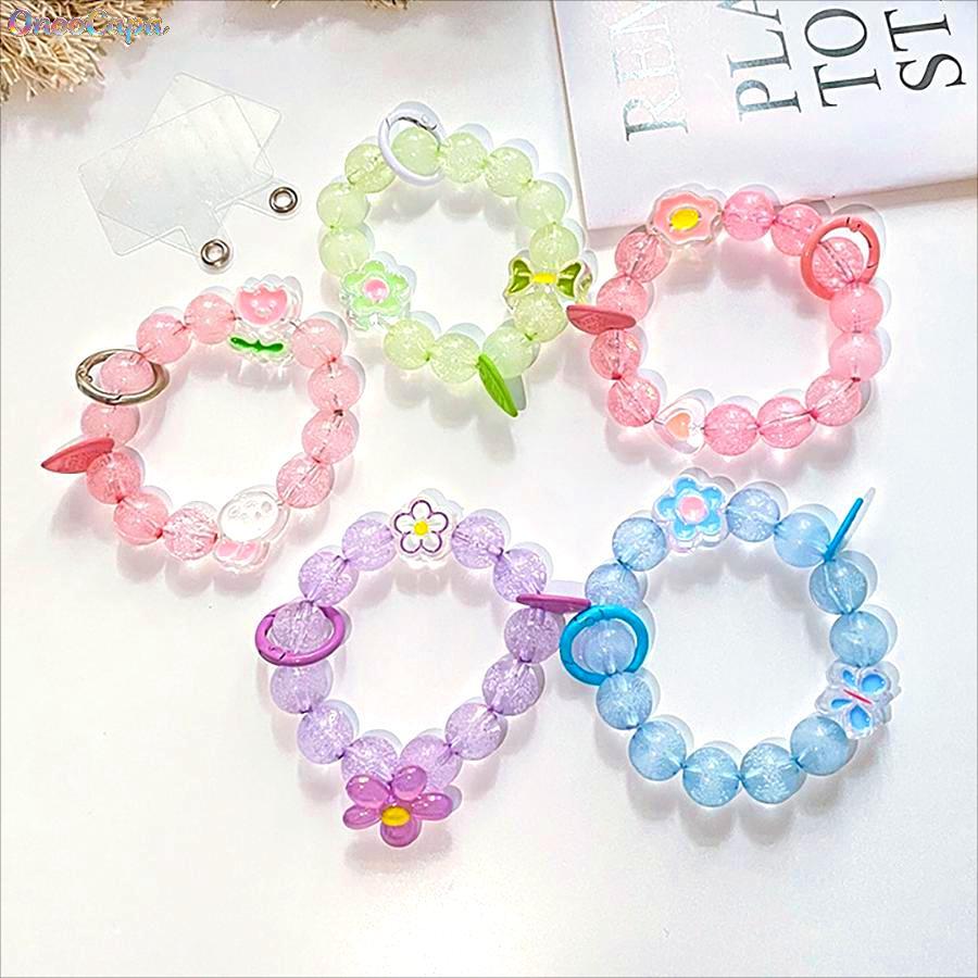 Para Flores Coelho Cordão Celular Luxuoso Rosa Roxo Small Flower Bead Bbracelet