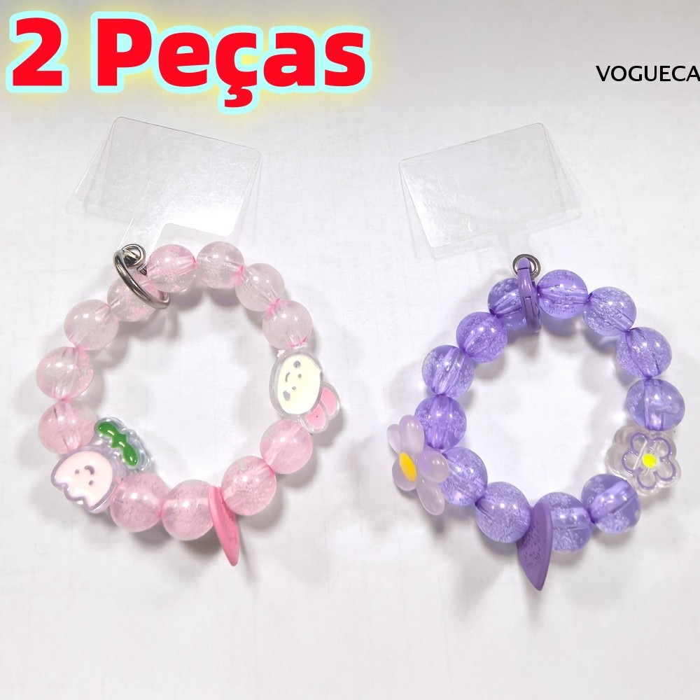 Kit 2 Cordão De Cristal Com Colorido Redondo Small Flower Bead Bracelet Pulseira Multifuncional Decorada SL005
