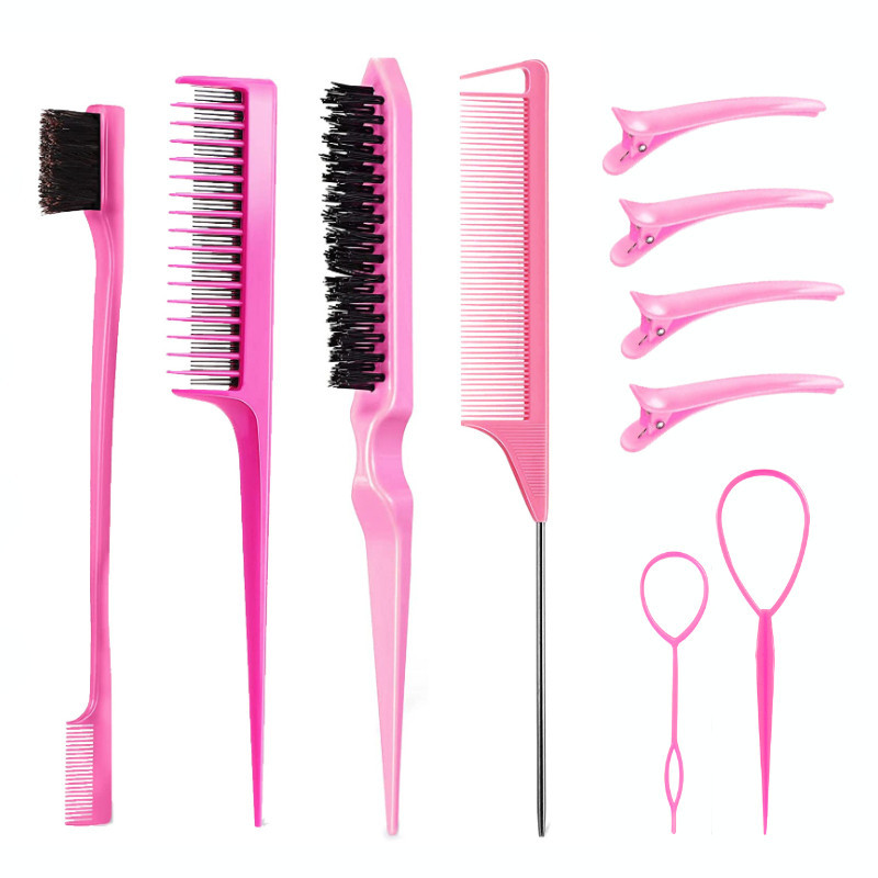 8pcs Conjunto De Penteados Para Pentear Cabelos Pointy Tail Beating Double Headed Brush Eyebrow Long Barber Maquiagem