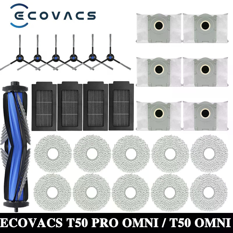 ECOVACS T50 PRO OMNI/T50 Robô Vácuo Peças De Reposição Escovas Laterais Principais Panos De Esfregão Filtros HEPA Acessó