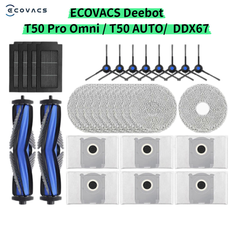 ECOVACS T50 PRO OMNI/T50 AUTO/DDX67 Robô Aspirador De Pó Escova Lateral Principal Filtro Hepa Mop Pano Peças De Saco