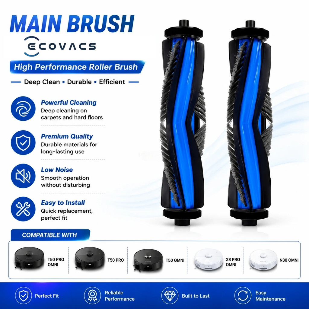 Acessório De Escova Principal Para Ecovacs Deebot T50 Pro Omni/X8 N30 Robô De Rolo De Vácuo