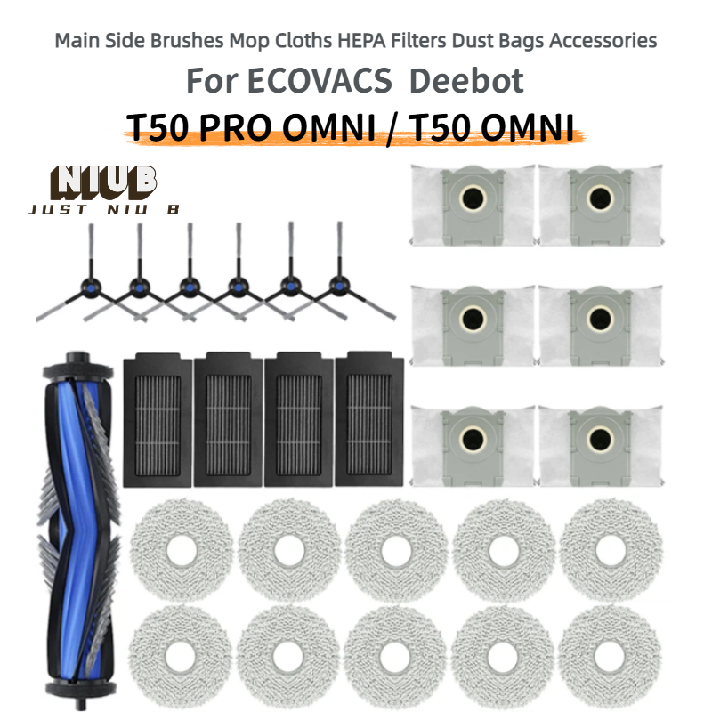 Para ECOVACS T50 PRO OMNI/T50 Acessórios Escovas Panos Mop Filtros HEPA Sacos De Pó Robô Vácuo Peças Reposição