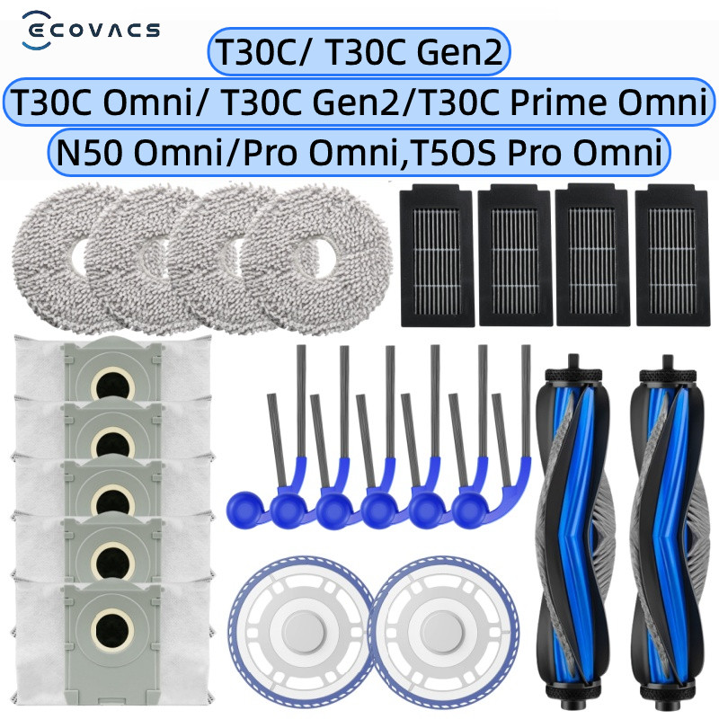 Para ECOVACS T50S Pro OMNI/T30C Gen 2 Prime N50 Peças Rolo Principal Escova Lateral Filtro Mop Pano Saco De Pó