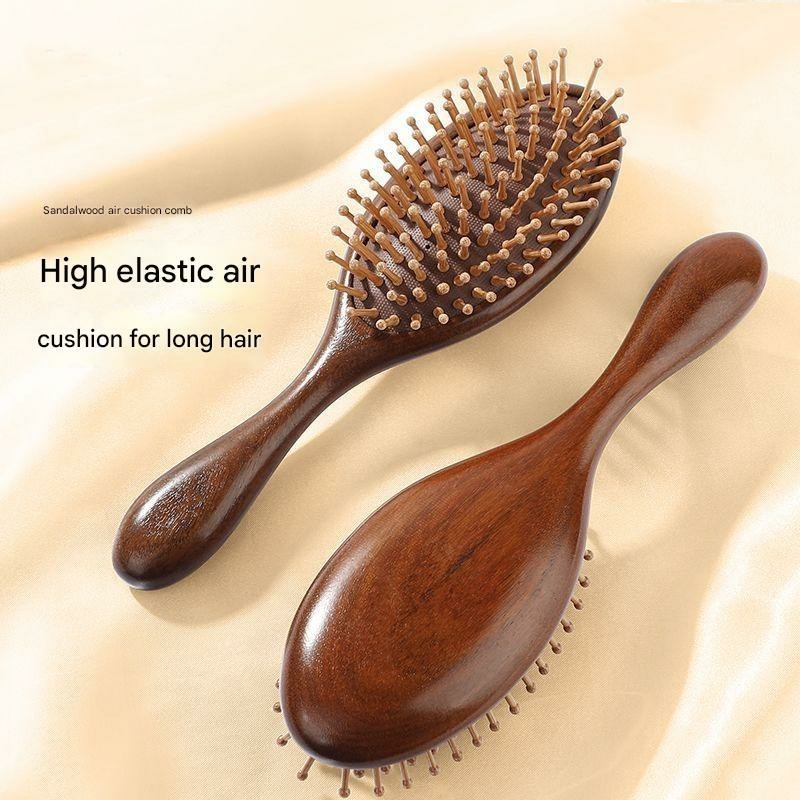 [COD] Cabelo Escova Sândalo Premium Cabeleireiro Cabo De Madeira Pente De Almofada De Ar Dourado Massagem Airbag Para Ca