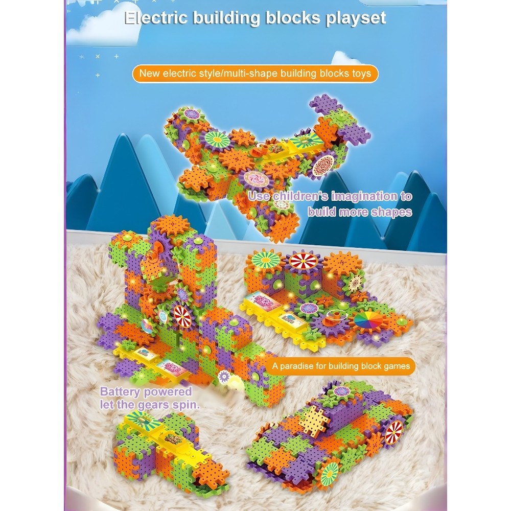 [Brincadeira Educativa] SL-Electric Rotating Gear Large Particle Building Blocks/Blocos de Montar/Aprender Brincando