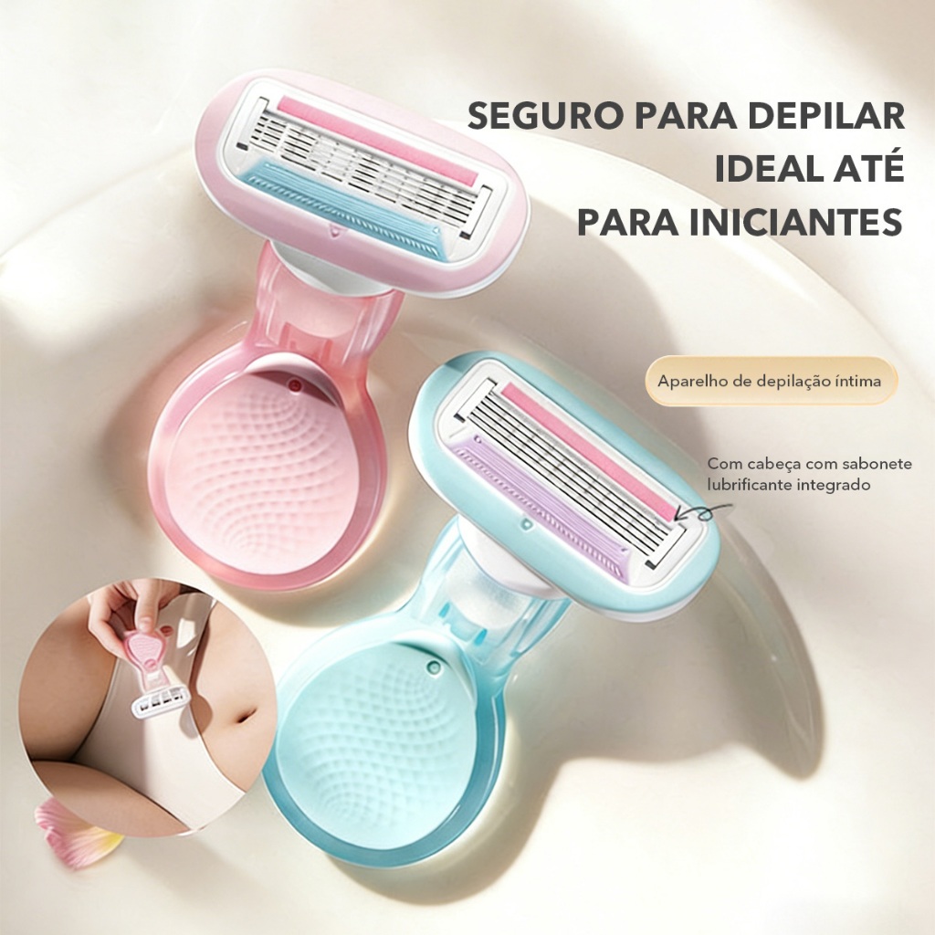 (5 lâminas) Mini barbeador íntimo projetado especificamente para mulheres Possui uma faixa lubrificante