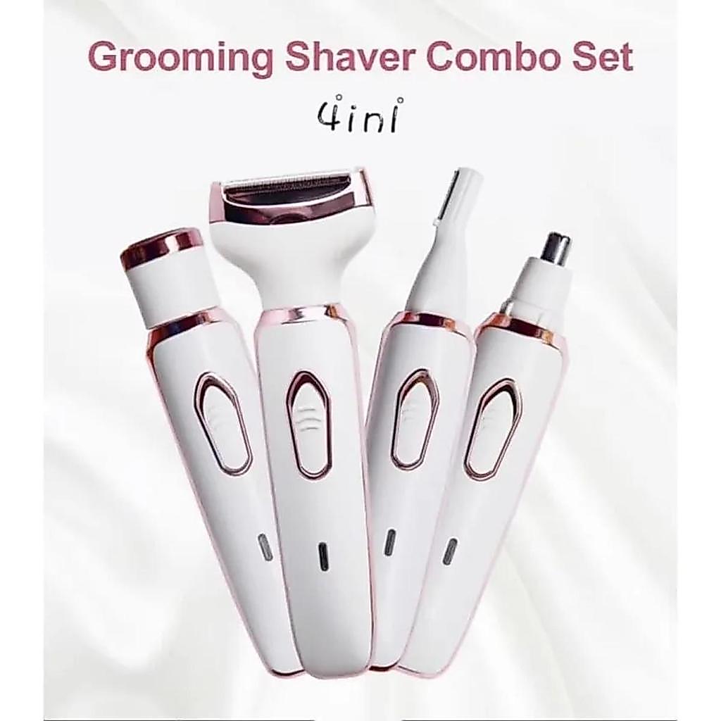 Kemei Depilador Feminino Profissional Lady Shaver Original 4 em 1 Conjunto de Barbear e Cuidados Pessoais para Mulheres