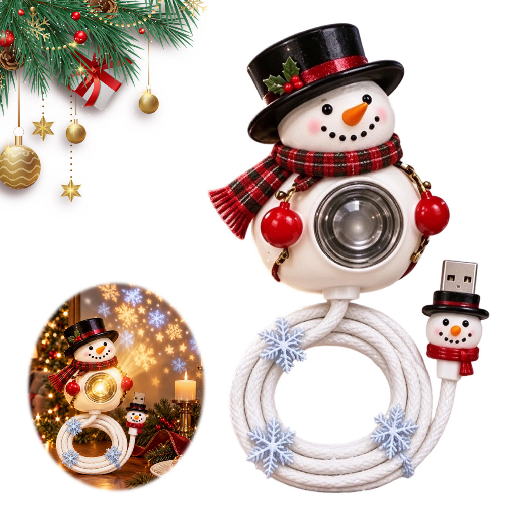 Indoor Festive Projector Holiday Projection Light Christmas Snowman Usb Plug-and-play 6 Patterns Lamp Adjustable for Bed