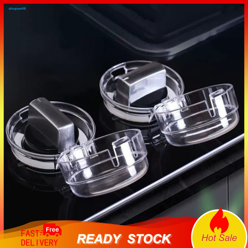 Toddler Stove Knob Lock 2/3/4 Pcs Transparent Safety Covers Heat Resistant Dustproof Baby Proof Gas Protectors for Kitch