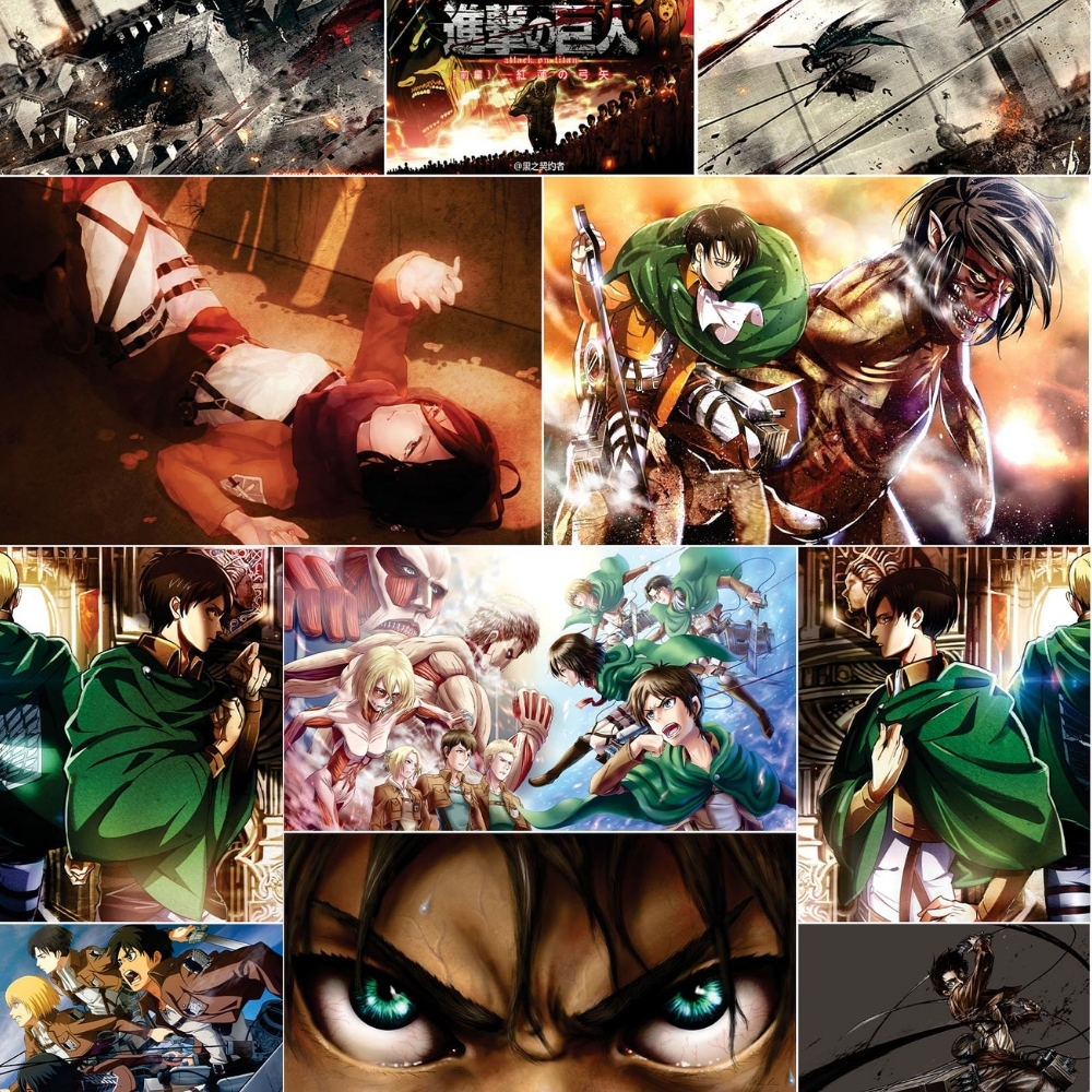Papel de Parede Adesivo Attack on Titan Shingeki no Kyojin Quarto Gamer Lavável 3 Metros