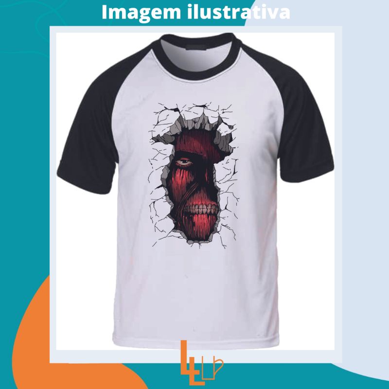 Camiseta Raglan Unissex Personalizada Shingeki no Kyojin-Attack on Titan