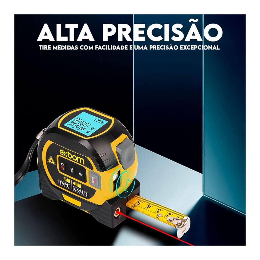 Trena Laser Digital Multifuncional  Visor LCD Medição Laser 40M  [3 Em 1]