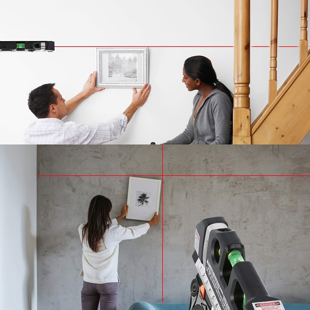 Conjunto de Ferramentas de Nível a Laser Novo e Moderno - Laser de Linha Cruzada Multifuncional com Réguas Métricas para