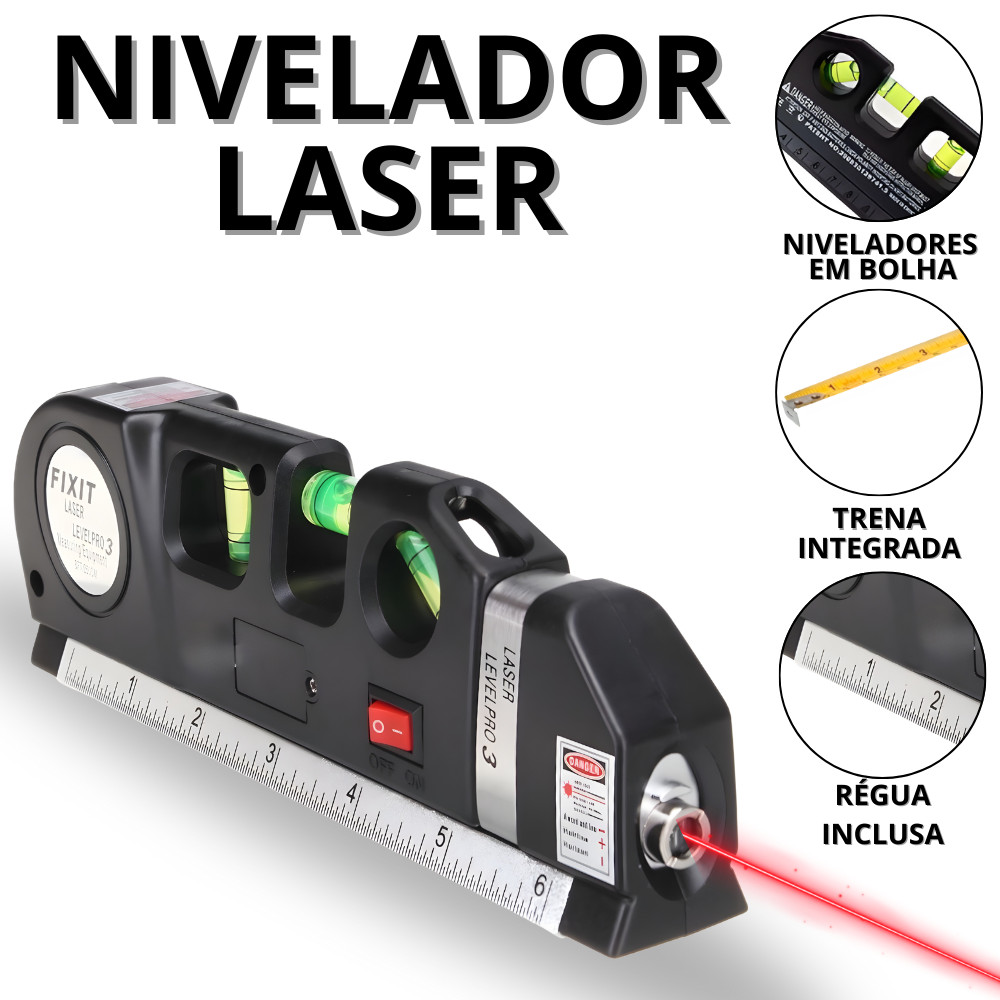 Nivel A Laser Profissional Trena Multifuncional 3 Em 1 Nivelador Régua Ferramentas De Medição