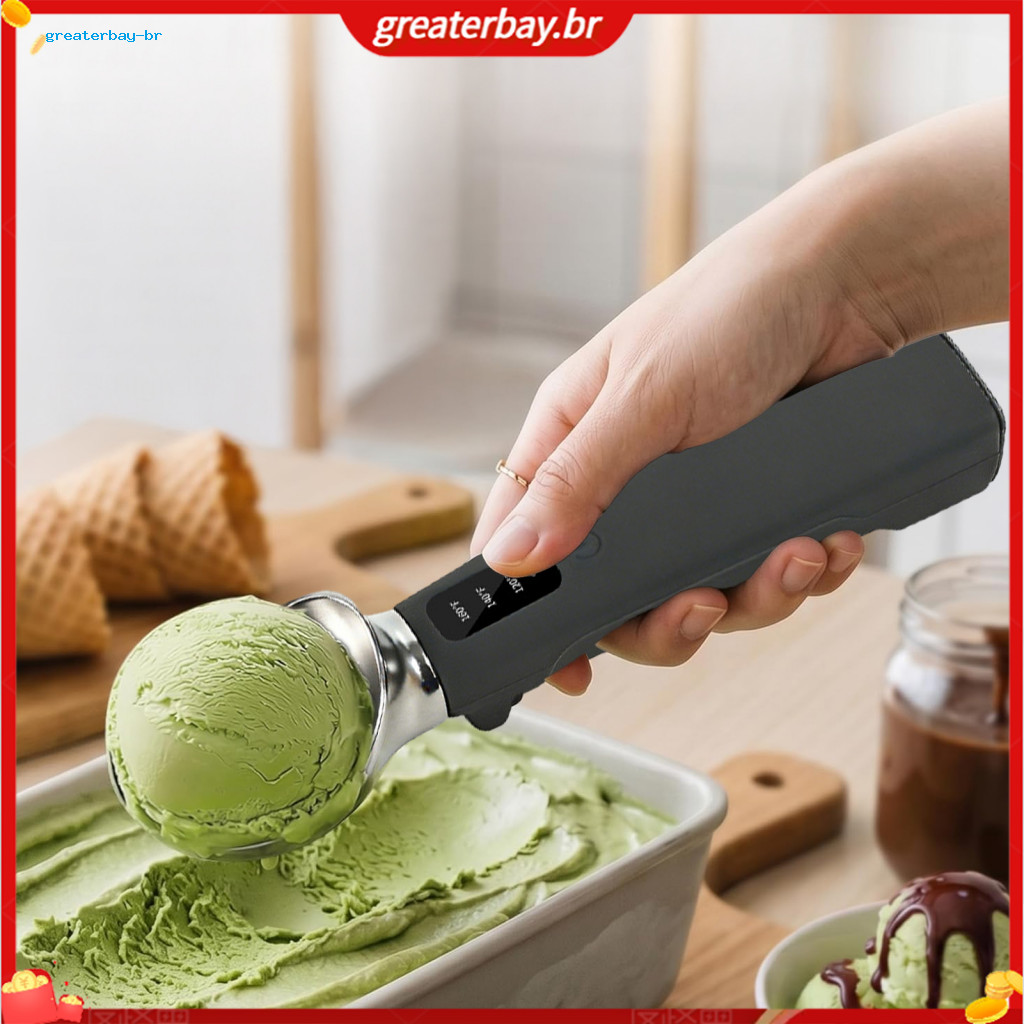 Electric Ice Cream Scoop with 2600mah Rechargeable Battery Led Display 3 Heat – Perfect for Hard Gelato Frozen Dessert