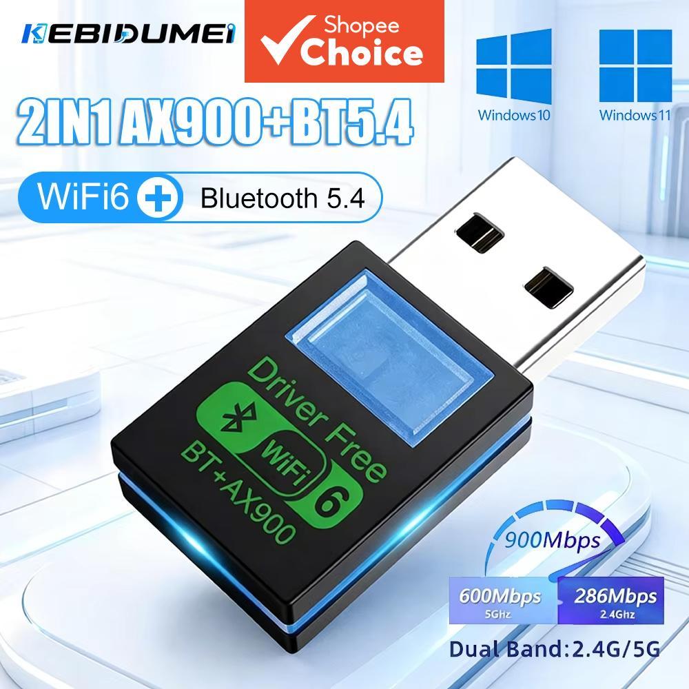 2 Em 1 Driver Placa De Rede Livre WiFi6 Bluetooth 5.4900Mbps Banda Dupla 2.4G + 5GHz Adaptador Receptor Sem Fio Para PC