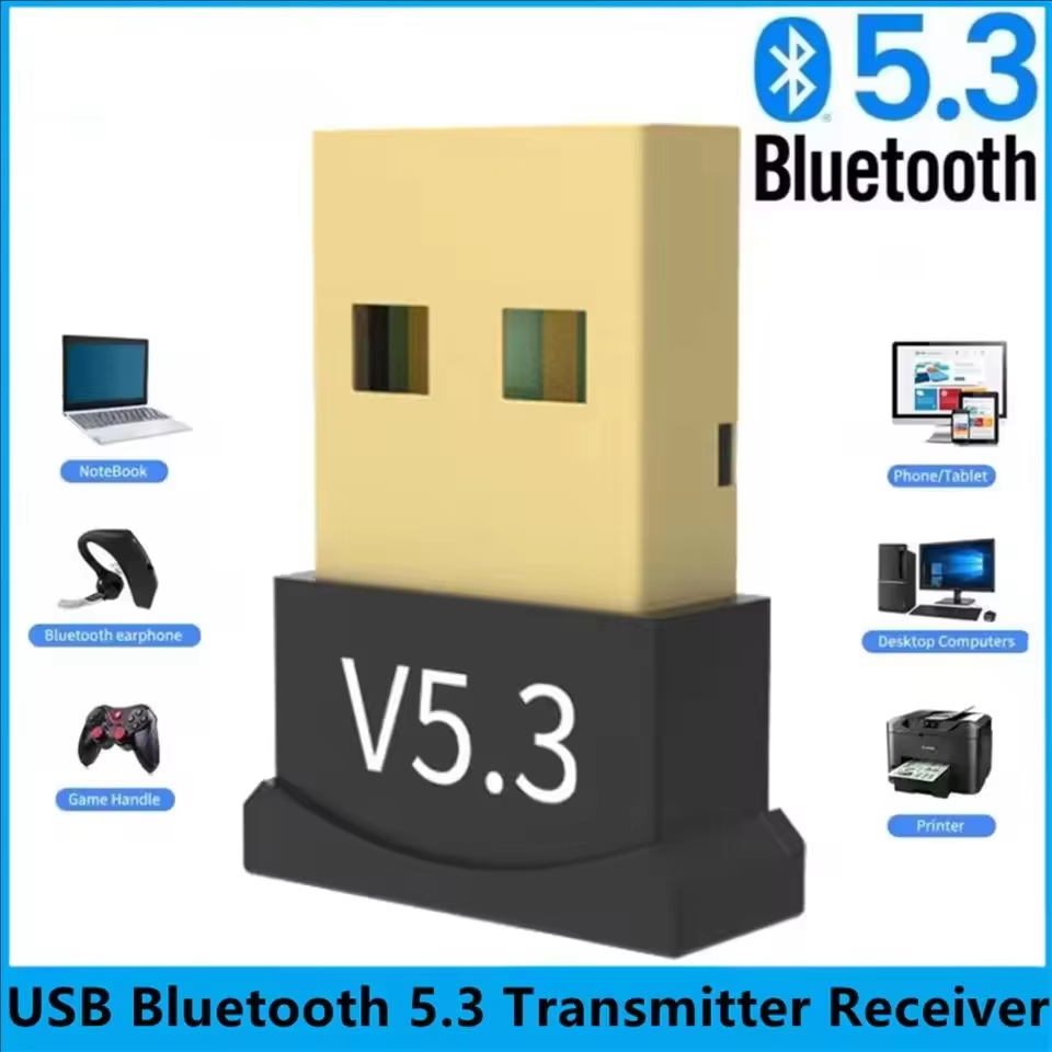 Adaptador Bluetooth 5.3 - Driver Grátis para Laptop e Desktop, Receptor USB Bluetooth, Conversor de Áudio Sem Fio.