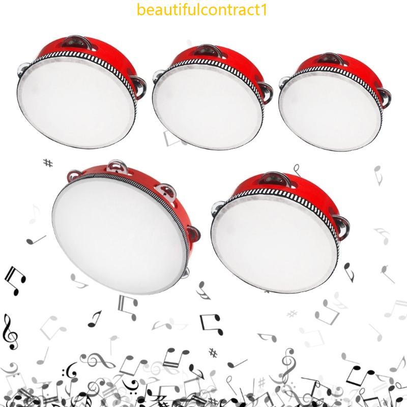 Hand Held Drum Bells Tamborine Brinquedo Tambor Percussão Metal