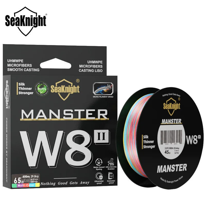 Linha de Pesca SeaKnight W8 II Series, 8 Fios, 500m, Revestimento Anti-UV e Anti-Água Salgada, Linha Multifilamento PE T