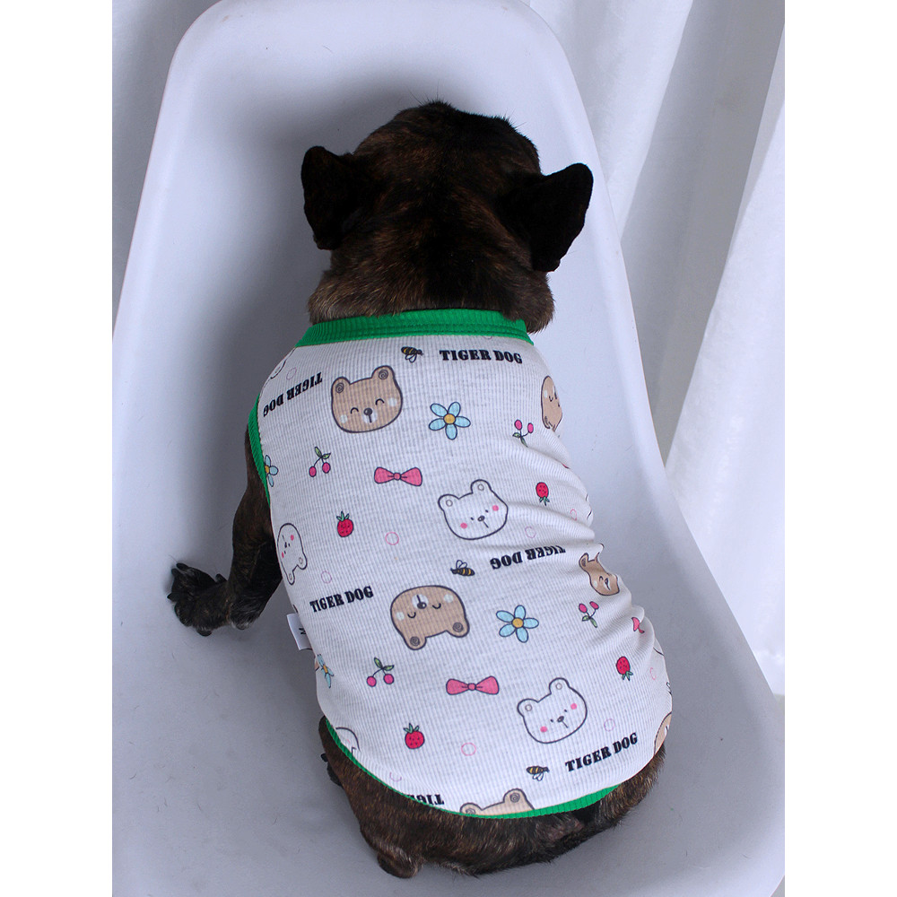 Francês luta Pug filhote de cachorro Pit Strip Original dos desenhos animados Ultra-fino respirável verão colete pequeno