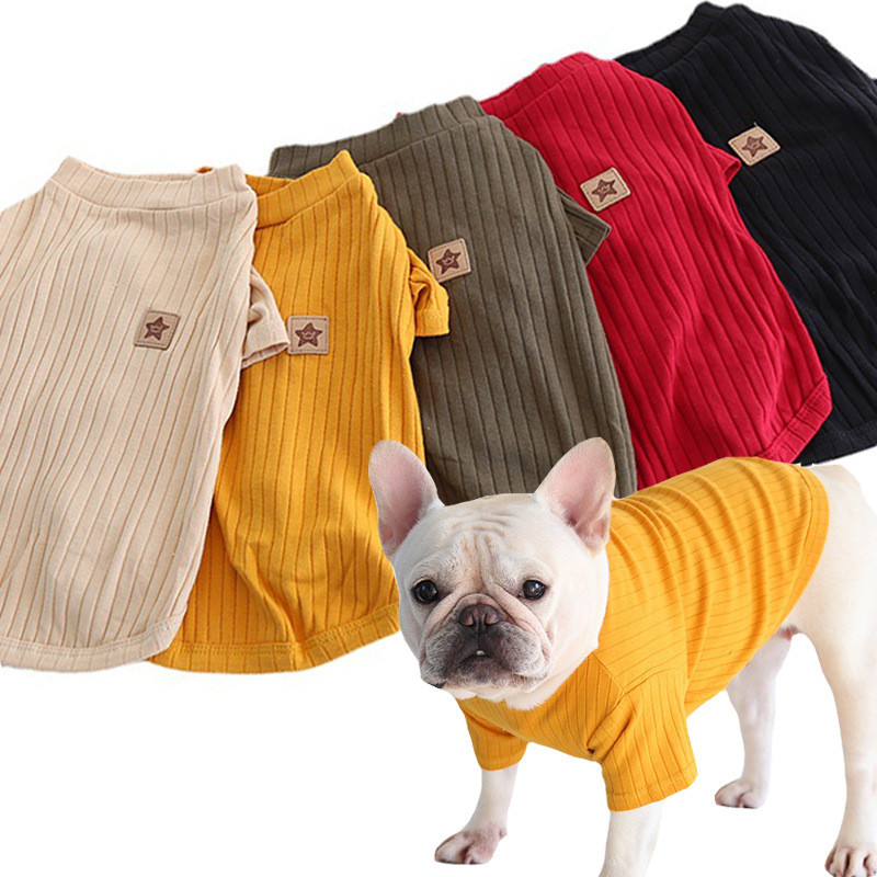 Francês luta algodão Pit Strip camisa de fundo outono inverno All-Match obesidade cão roupas de duas pernas britânico lu