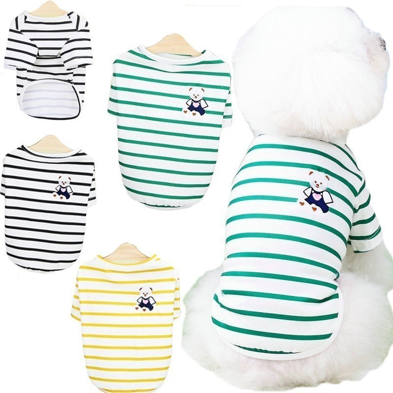 Cute Strips Dog Clothes, Pet Hoodies Sleeveless Vest Summer Puppy Cat Clothing, Dog Tshirt for Small Medium Yorkie*-**