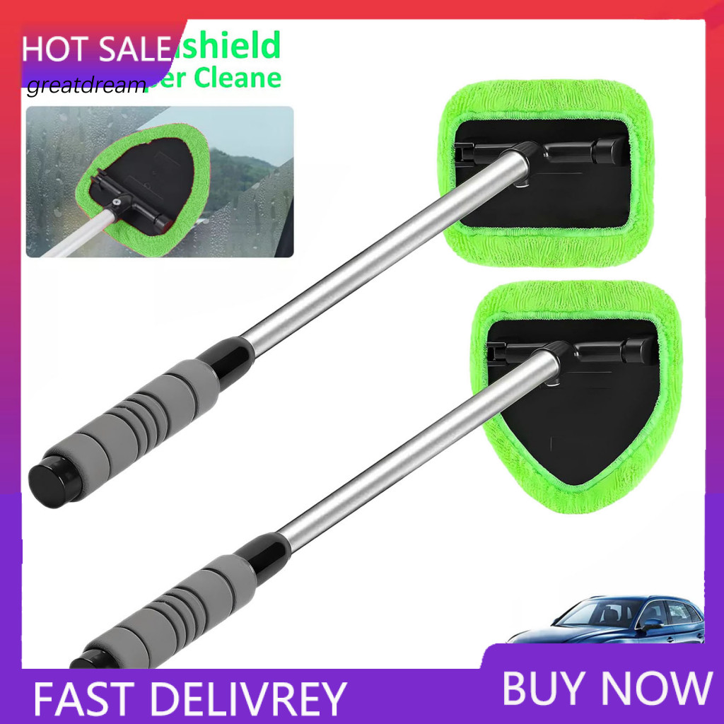 Car Windshield Brush Glass Cleaner with 180° Swivel Head Long Handle for Rv Window Scrubber – Easy Reach for Southeas