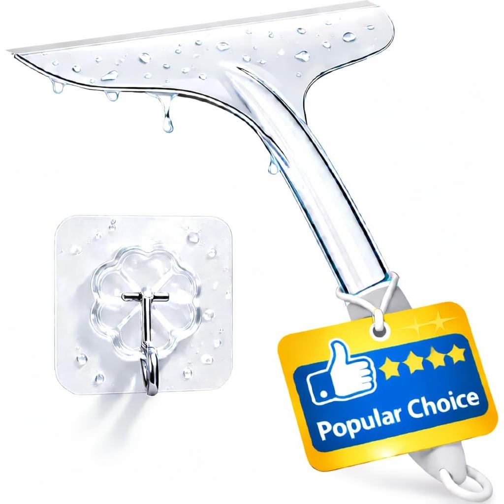 Shower Squeegee for Glass Shower Doors Bathroom Tile Mirror – Streak-Free Silent Window Cleaner with Non-Slip Handle and