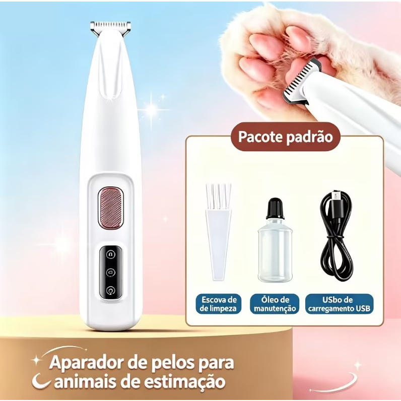 aparador de patas para cães com luz led totalmente à prova d'água pêlos visor 500mah clippers recarregáveis animais de e