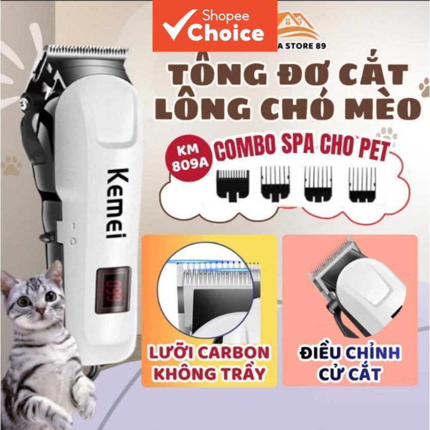 Kemei KM 809A Pet Grooming Clipper Recarregável Com Lâmina De Aço Inoxidável Display LED