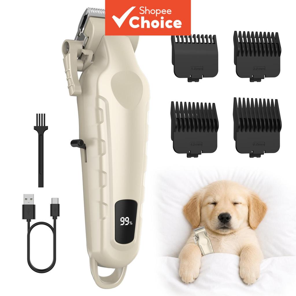 Clipper Recarregável Para Cuidados Com Animais De Estimação , Display Digital De Baixa Vibração , Quatro Pentes Guia