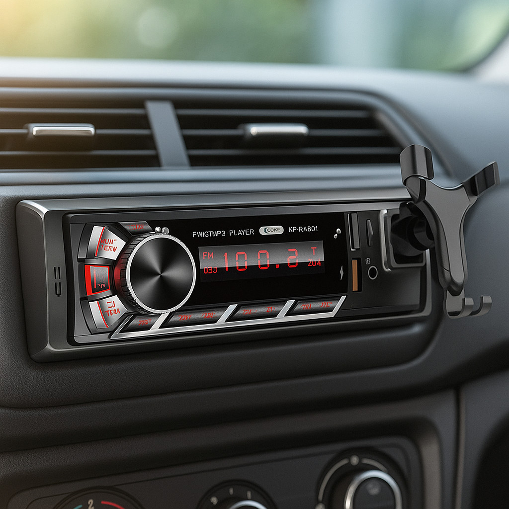Rádio para Carro Bluetooth MP3 Display LED 60W x4 Com Microfone e Entrada Auxiliar Suporte para Celular