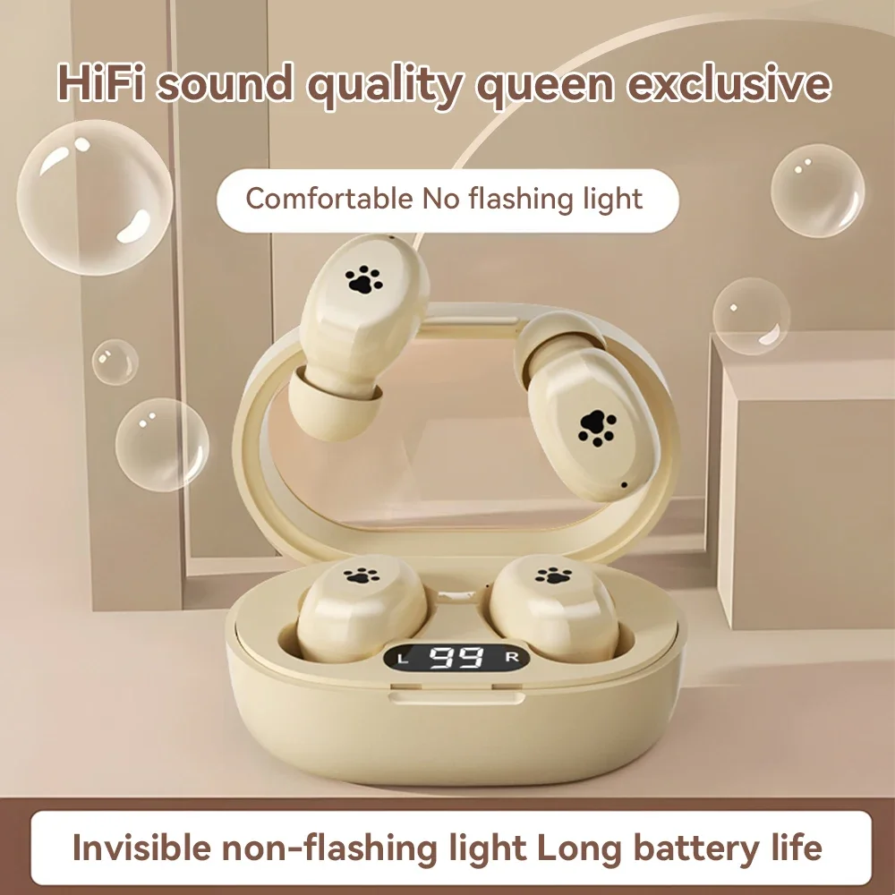 Wireless Bluetooth Headset B2 Cat's Paw Portable Mini In-Ear Digital Display Long Life Noise-Canceling Earbuds For Smart Phones
