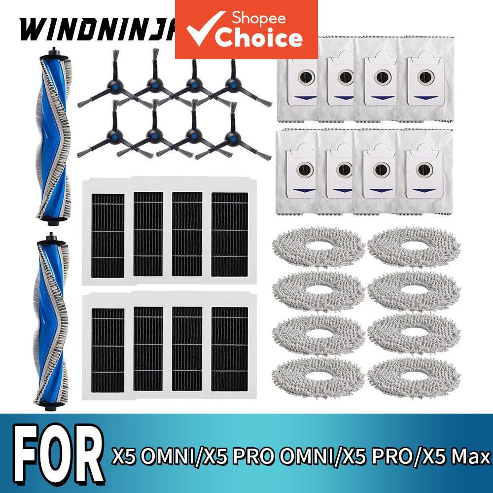 Acessórios para Robô Aspirador Ecovacs X5 OMNI X5 PRO OMNI X5 PRO X5 Max: Escova Principal, Caixa de Poeira, Pano de