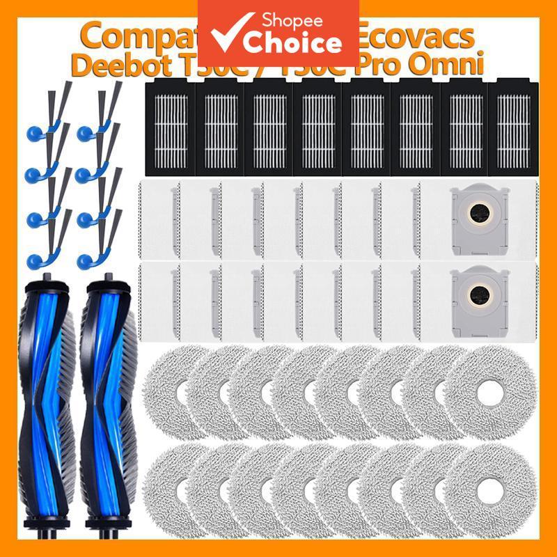 Peças de Reposição Compatíveis com Ecovacs Deebot T30C / T30C Pro Omni – Escova Principal, Escovas Laterais, Filtro,