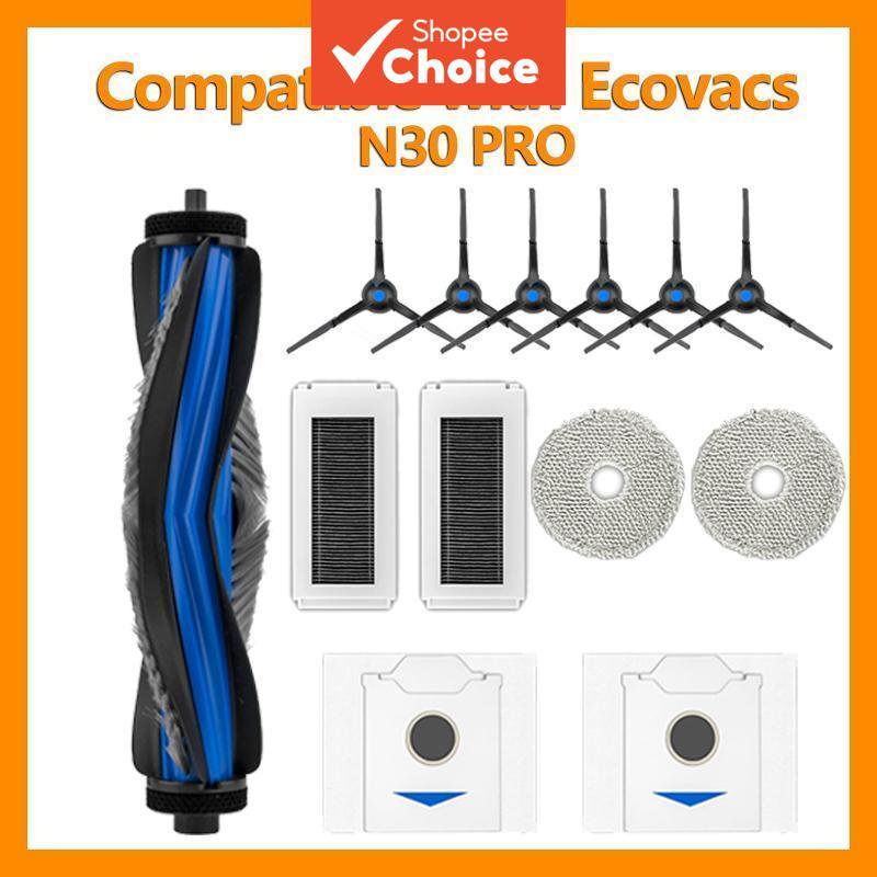 Kit de Peças de Reposição Compatível com Ecovacs DEEBOT N30 PRO, Escova Principal, Escovas Laterais, Filtro, Saco de