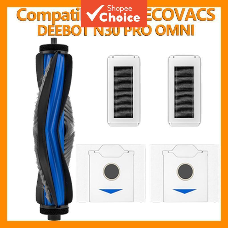 Kit de Peças de Reposição Compatível com Ecovacs Deebot N30 Pro Omni - Escova Principal, Escovas Laterais, Filtro, Saco