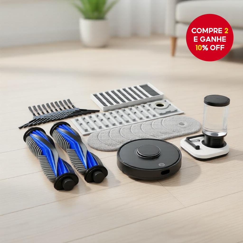 Kit de Acessórios para Ecovacs Deebot Mini: Escova Principal, Filtro Hepa, Saco de Pó, Pano de Limpeza