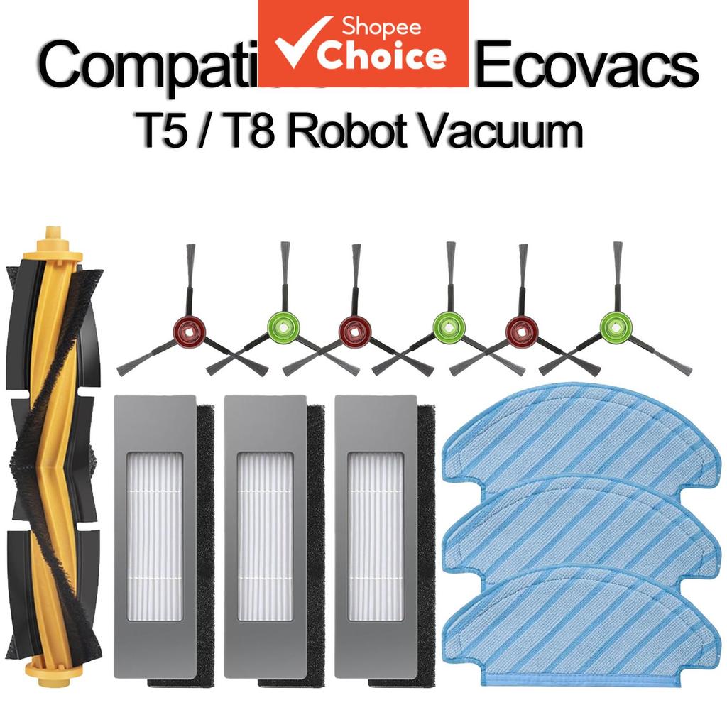 Compatível com o Ecovacs T8/T5, Kit de Substituição: Conjunto de Escovas Principais e Laterais, Pano de Mop, Filtro HEPA