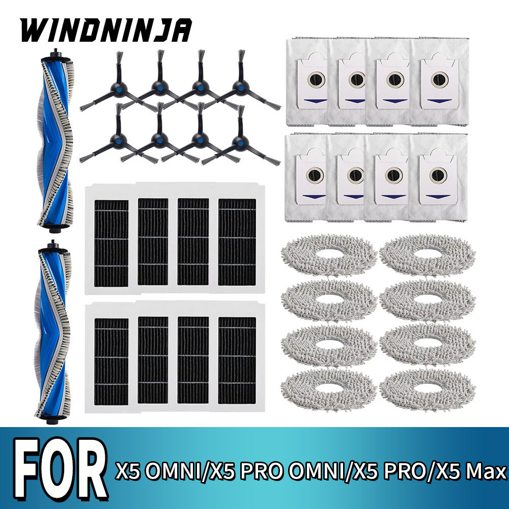 Acessórios para aspirador de pó robô para Ecovacs X5 OMNI X5 PRO OMNI X5 PRO X5 Max: escova principal, caixa de pó, pano