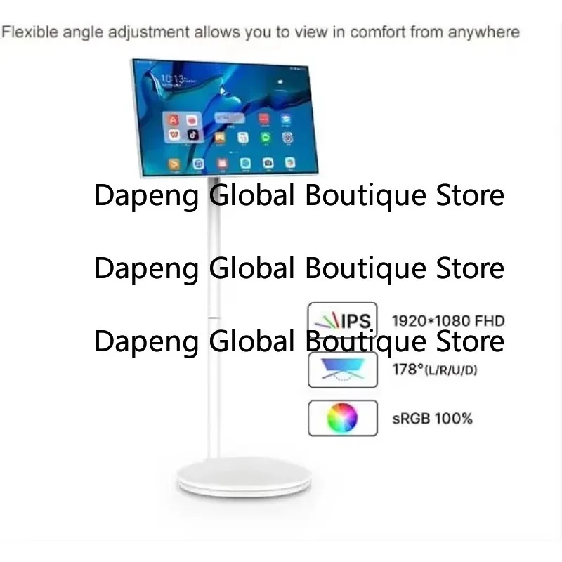 24 Inch Portab-le TV Monit-orTouch Screen S-mart White with Front Camera Por-table S-mart Tvs for Home Business Gaming