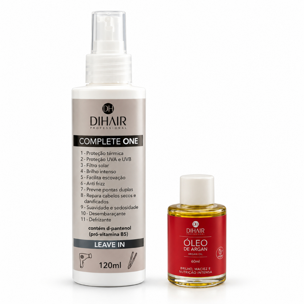 Leave-in Protetor Térmico Capilar Complete One 120ml + óleo de argan Finalizador Dihair