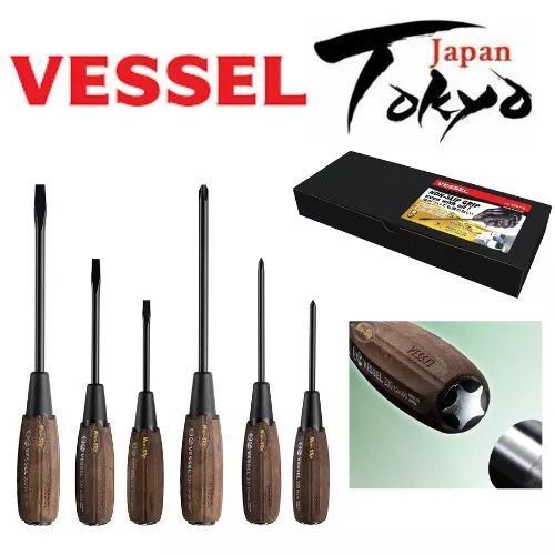 【100% Authentic】VESSEL Woody Penetrating Driver Non-Slip Grip Set of 6 (Boxed) 336PS