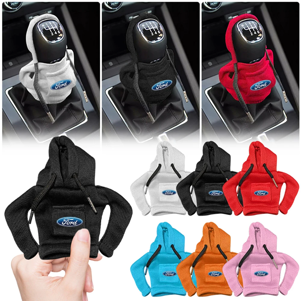 Hoodie Car Gear Shift Knob Cover Sweatshirt Handle Change Lever Decoration For Ford Mustang Edge Fiesta Focus Fusion Escape Kuga