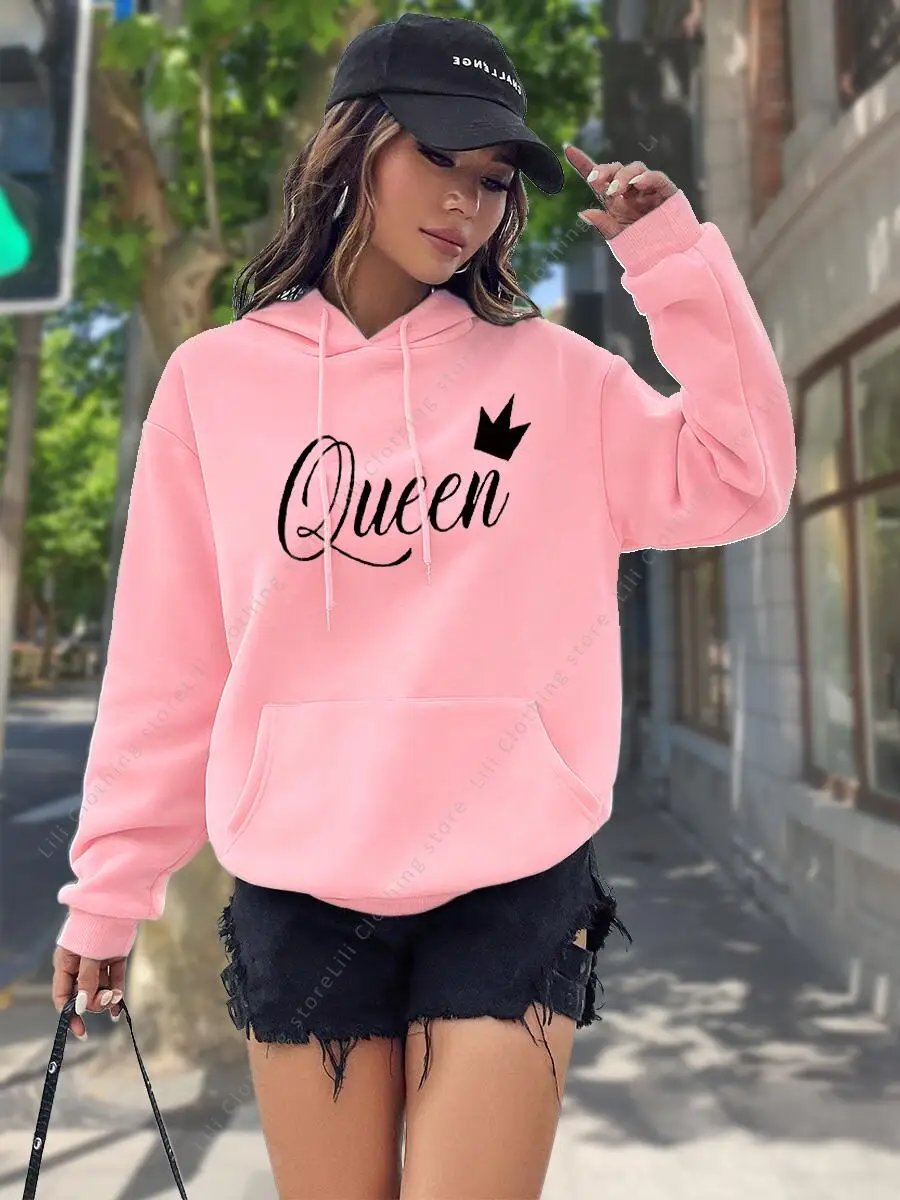 Women's Hoodie High quality Tops Fashion Aesthetic Sweatshirt Streetwear Y2k Clothes Women Pullover Hoodies Pink Light Blue