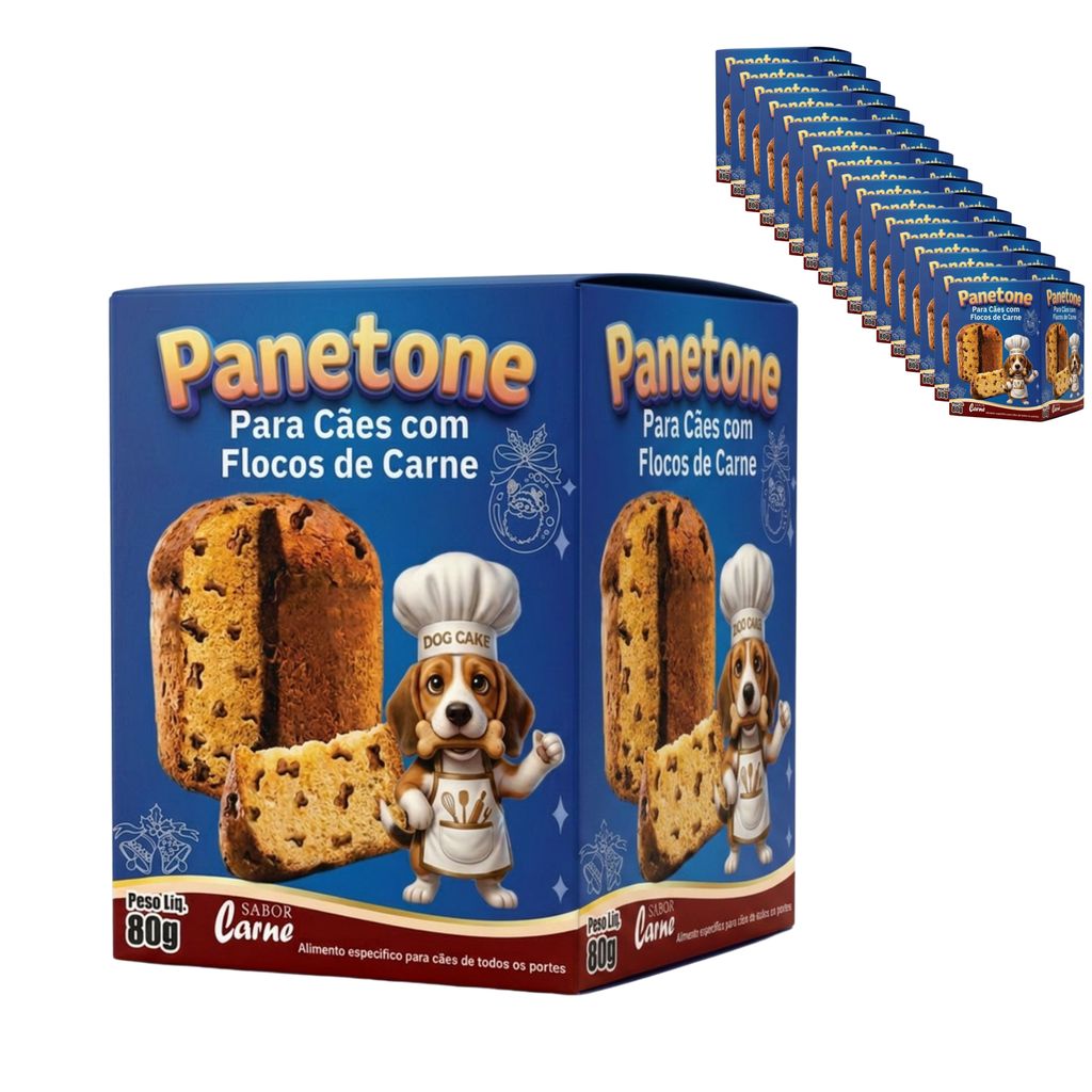Kit 18 Panetone Para Cães Sabor Carne - Dog Cake Carne